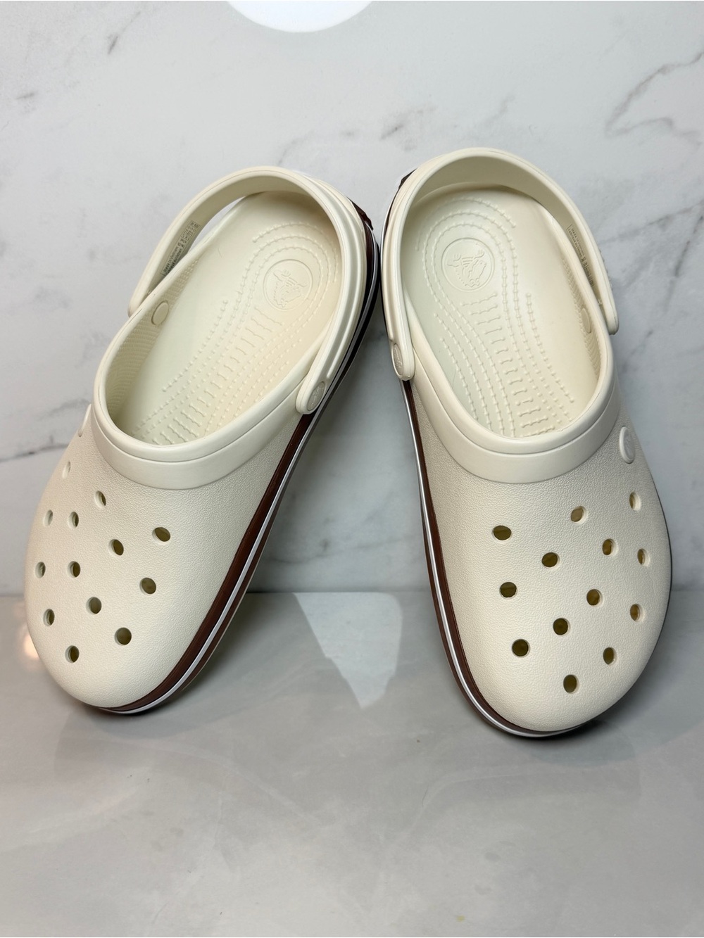 NWT- Crocs “ Crocband gum clog Men’s 7 / Women’s 9.  Summit White